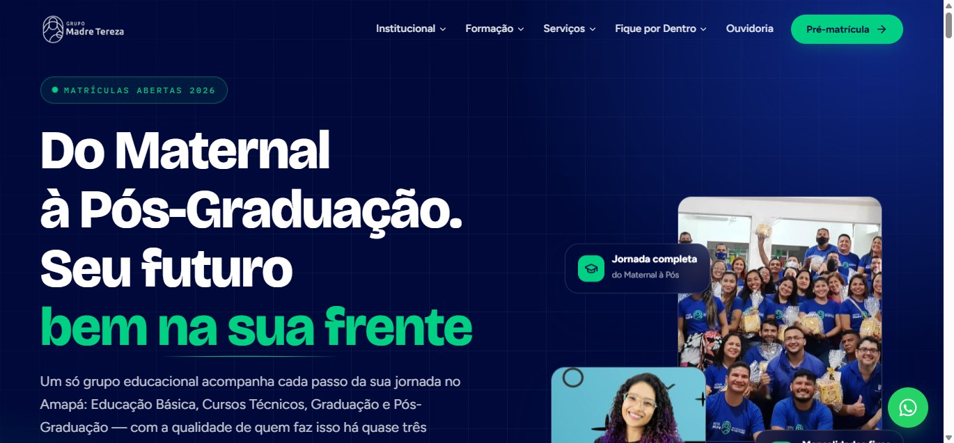 Site institucional do Grupo Madre Tereza